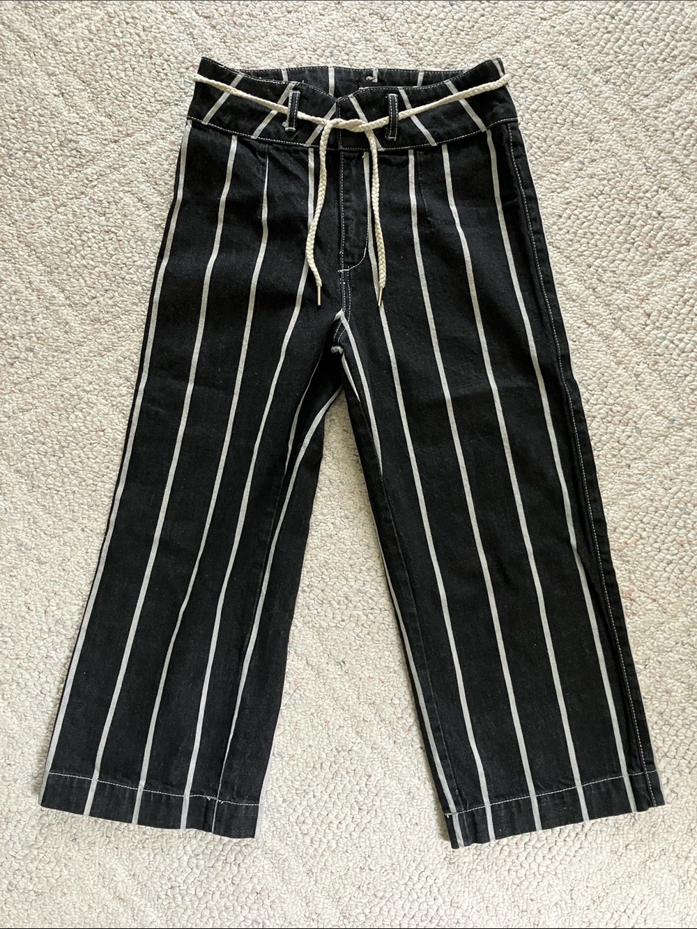 BDG Striped Wide Leg Cropped Denim Jeans Grunge Whimsigoth Black High Rise 27